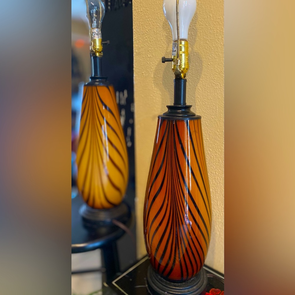 Marano Tiger striped glass vintage lamps